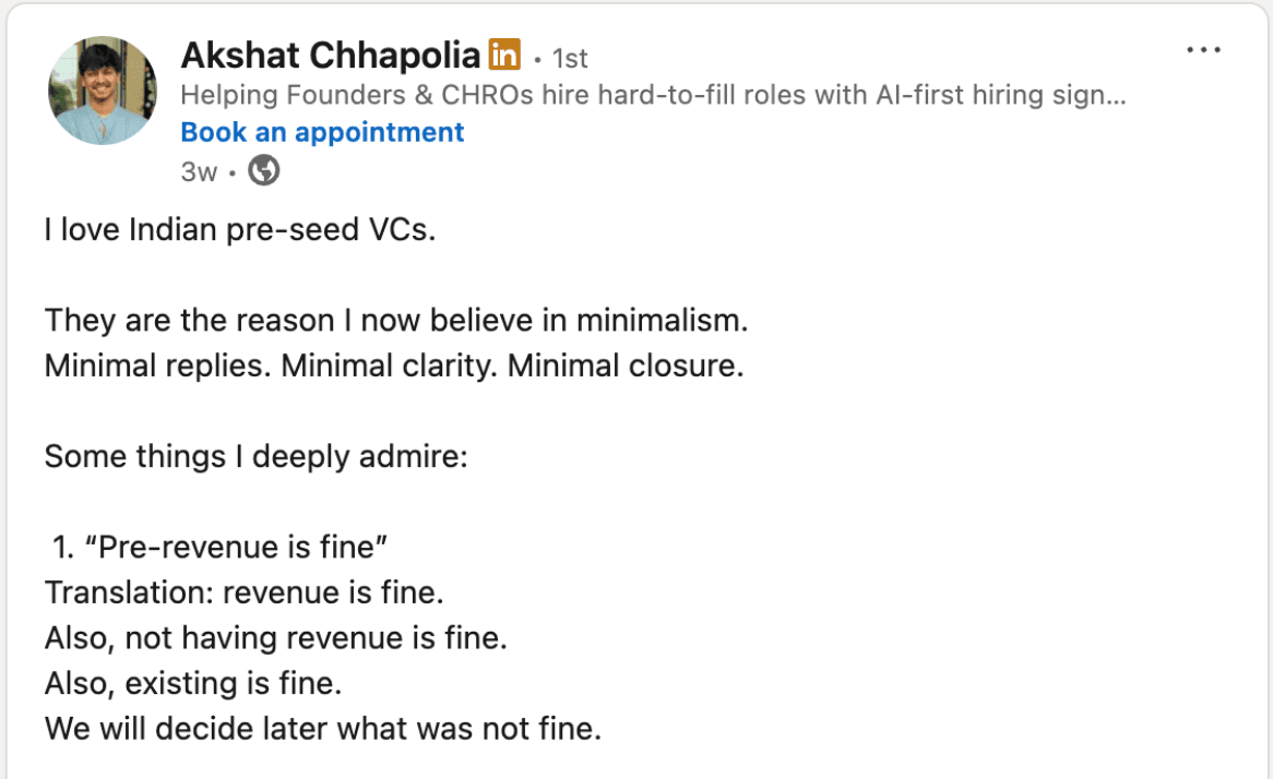 Indian Pre-Seed VCs & Minimalism